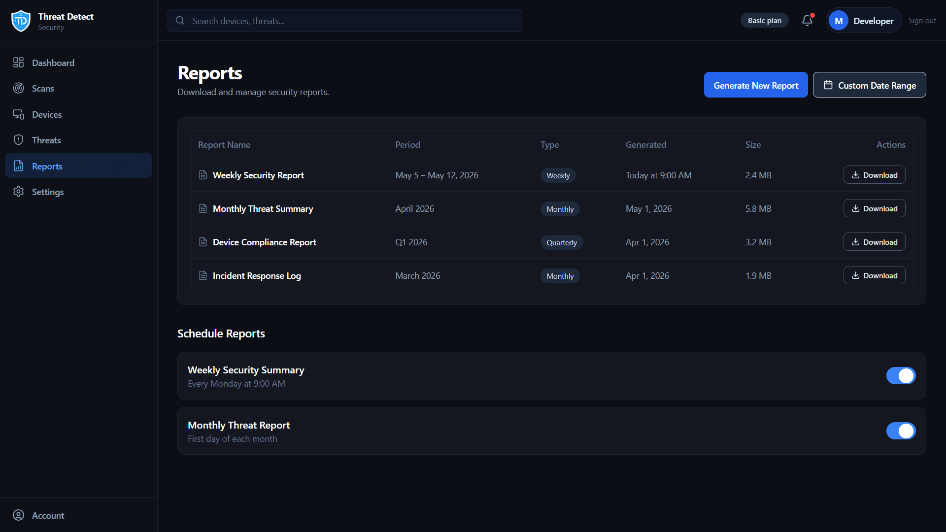 01 threat detect 05 reports